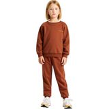 Ersefa Çocuklar Için Yumuşak Pamuk Karışımlı Oversize Sweatshirt ve Eşofman Altı Seti Kaliteli Şık - Kahverengi - 4 - 5 Yaş