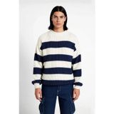 Ersefa Erkek Basic Koleksiyon Uzun Kollu Rahat Çizgili Bisiklet Yaka Akrilik Oversize Triko Kazak
