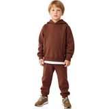 Ersefa Erkek Çocuk Iki Parçalı Kapüşonlu Sweatshirt ve Eşofman Takımı Günlük Kullanım Için Ideal Seçenek - Kahverengi - 9 - 10 Yaş