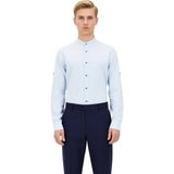 Ersefa Erkek Keten Görünümlü Pamuklu Hakim Yaka Slim Fit Uzun Kollu Modern Kesim Gömlek Dayanıklı