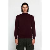 Ersefa Erkek Slim Fit Dik Yaka Basic Triko Kazak Soğuk Havalarda Konforlu ve Rahat Bir Tarz Sunar - Bordo