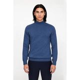 Ersefa Erkek Slim Fit Dik Yaka Basic Triko Kazak Soğuk Havalarda Konforlu ve Rahat Bir Tarz Sunar - Indigo - 2XL
