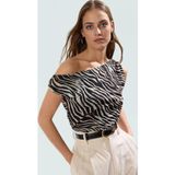 Ersefa Fitted Kalıp 100 Polyester Bluz Asimetrik Yaka Kısa Kol Yazlık Özenle Seçilmiş Uzun Ömürlü