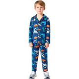 Ersefa Hayvan Baskılı Erkek Çocuk Pijama Seti Konfor ve Eğlence Bir Arada Kaliteli Şık Rahat - Lacivert - 4 - 5 Yaş