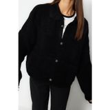 Ersefa Kadın Modern Tarz Oversize Polo Yaka Regular Triko Hırka