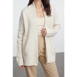 Ersefa Kadın Modern Tarz Oversize Şal Yaka Midi Triko Hırka