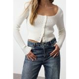 Ersefa Kadın Modern Tarz Regular Kare Yaka Crop Triko Hırka