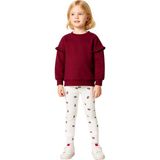 Ersefa Kız Çocuk Örme Sweatshirt ve Tayt Seti Sevimli Baskılarla Günlük Şıklık Kaliteli Şık Rahat - Bordo-001 - 7 - 8 Yaş
