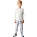 Ersefa Kız Çocuk Pijama Takımı Yumuşak Kumaş Kareli Detaylar ve Maksimum Konfor Kaliteli Şık Rahat - Gri - 9 - 10 Yaş