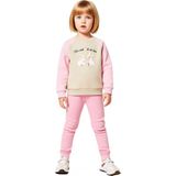Ersefa Kız Çocuk Şardonlu Oversize Sweatshirt ve Eşofman Altı Takımı Kaliteli Şık Rahat - Bej - 3 - 4 Yaş