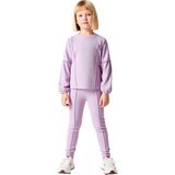 Ersefa Kız Çocuk Waffle Dokulu Sweatshirt ve Pantolon Takımı Kaliteli Şık Rahat Günlük - Lila - 3 - 4 Yaş