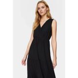 Ersefa Moda Stil Kloş Kruvaze Maxi Boy Siyah V Yaka Kolsuz A-Line Örme Elbise