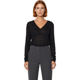 Ersefa Moda V Yaka Örme Regular Düz Desen Casual Günlük Regular Uzun Kol Bluz
