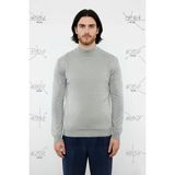 Ersefa Modern Erkek Triko Kazak Fitted Kesim Dik Yaka Uzun Kollu Rahat Pamuklu Karışım Basic Stil Kış ve - Vizon - XL