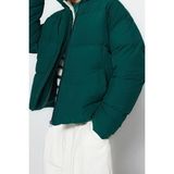 Ersefa Tasarım Düz Astarlı Yaka Standart Bol Dik Unisex Oversize Fit Dik Yaka Şişme Kışlık Mont - Yeşil