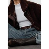 Ersefa Tasarım Düz Astarlı Yaka Standart Oversize Dik Kadın Oversize Peluş Mont - Kahverengi