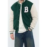 Ersefa Tasarım Düz Astarlı Yaka Standart Regular Bomber Unisex Fit Bomber Yaka Kolej Kışlık Ceket Mont - Yeşil - XS