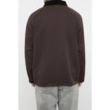 Ersefa Tasarım Düz Astarlı Yaka Standart Regular Ceket Unisex Regular Fit Kadife Yaka Detaylı Mont - Kahverengi - XL