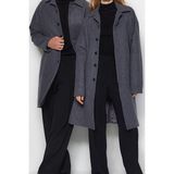Ersefa Tasarım Düz Astarsız Yaka Uzun Regular Gömlek Unisex Regular Fit Yün Karışımlı Kaşe Kışlık Kaban - Antrasit