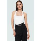 Ersefa Yazlık Crop Bluz Halter Yaka Scuba Krep Kumaş Fitted Kalıp Trend Tasarım Özenle Seçilmiş