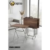 Erşen Eranş Serisi 4'lü Katlanır MDF Mebran Atlantik Çam Desen Çanta Zigon Sehpa Metal Ayak Krom Kaplama
