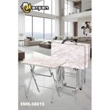 Erşen Sehpa Eranş Serisi 4'lü Katlanır MDF Mebran Beyaz Mermer Desen Çanta Zigon Sehpa Krom Ayak