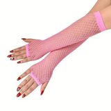 Erseyy 80’ler 90’lar Retro Neon Pembe File Parmaksız Eldiven 26 cm