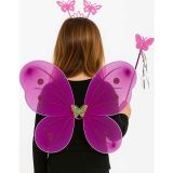 Erseyy Fuşya Kelebek Kız Seti – 50 cm Kelebek Kanadı, Taç ve Asa