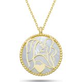 Erseyy Gümüş Gold Sedef Taşlı Anne Çocuk Sevgisi Kolye