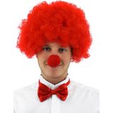 Erseyy Parti Aksesuar Kırmızı Renk Kıvırcık Afro Bonus Peruk Takma Saç Kırmızı Burun Seti