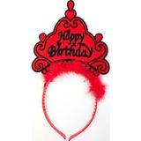 Erseyy Parti Happy Birthday Yazılı Neon Kırmızı Renk Doğum Günü Tacı