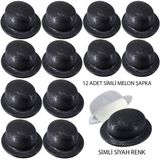 Erseyy Siyah Renk Simli Melon Yuvarlak Parti Şapkası 12 Adet