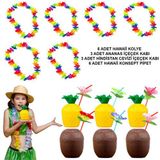 Erseyy Tropikal Hawaii Parti Malzemeleri – Kolye, Pipet, Bardak Seti