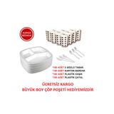 ERSİN AMBALAJ 3 Gözlü Köpük Tabak Kaşık Çatal Karton Bardak Lüx Set 100 Adet