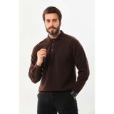 Ersin Triko Erkek Polo Yaka Yün Kazak 4135 Kahverengi