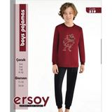 Ersoy 519U Erkek Çocuk Uzun Kollu Pijama Takımı - Bordo - Siyah - 11 - 12 Yaş