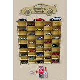 ERSOY HOME Ahşap Dekoratif Oyuncak Araba Rafı 50 Araçlık