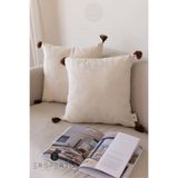 Ersperto Otantica Püsküllü Keten Dekoratif Kırlent Kılıfı Yastık Kılıfı 1 Adet 43x43cm
