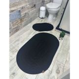 Ersu Home Ahat Design Jüt Hasır 2li Banyo Paspas Takımı-Siyah