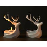 Ersu Store 2 Adet Beyaz Renk Dekoratif Yılbaşı Tealight Geyik Hediyelik Ev Dekorasyonu