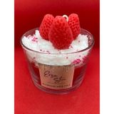 Ersu Store El Yapımı Candles Strawberry Cupcake Çilekli Mum Aromaterapi Kokulu Cam - Beyaz