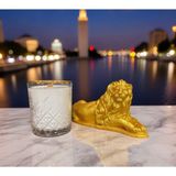 Ersustore Büyük Boy Gold Eliysia Soya Wax Cam Bardak Mum Aslan Dekoratif Obje Takımı Hediyelik