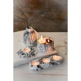 ersustore Mermer Desenli Tealigh Mum Vaza Yinyang Soya Wax Hediyelik Dekoratif Mumluk Seti