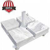 Erta 60 cm x 60 cm Mermerli Şemsiye Ayağı Altlığı Tekerlekli Stoplu Tüm Şemsiyelere Uyumludur - Beyaz