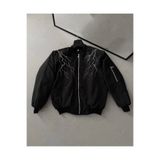 ERTAŞ TREND STORE ERKEK Siyah Bomber Mont Beyaz Şimşek Desenli Fermuarlı Cepli Kapitone Astarlı - Siyah