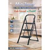 Ertekpa 3 Basamak Siyah Merdiven Geniş Metal Basamaklı Minitower Mt3