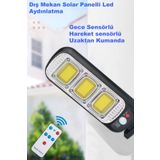 ERTEKPA Solar Panel Led Dış Mekan Aydınlatma 3 Mod Su Geçirmez Lamba Uzaktan Kumanda Led Hareket 360