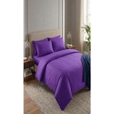 Erteks Ev Tekstili Trevo Düz Renk Ranforce Pamuklu Çift Kişilik Nevresim Takımı - Mor - 200 x 220 cm
