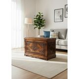 Erteks Ev Tekstili Yeni Model 4 Köşeli Maraş 3D Oyma Çeyiz Sandığı-Ceviz - 95 X 49 CM - Ahşap - Ceviz
