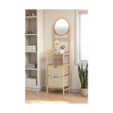 Ertürk Store 2 Raflı Şifonyer Makyaj Organizeri Bambu DB-0035 2 Aynalı Çekmeceli Banyo Düzenleyici - Çok Renkli